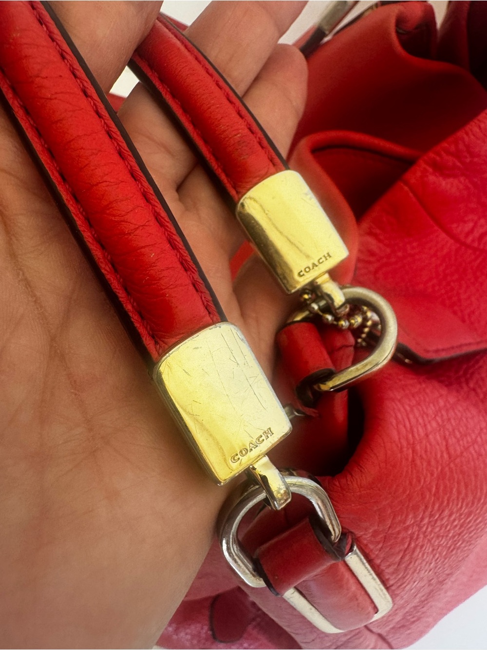 Coach Red Leather Madison Phoebe Shoulder Bag with Gold Accents - Picture 4 of 14
